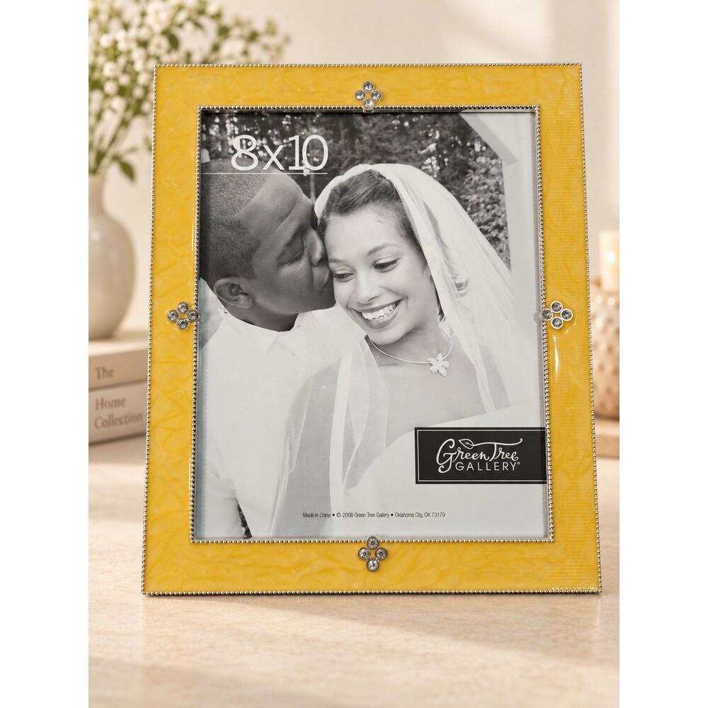 Green Tree Gallery 8x10 Yellow Enamel Rhinestone Picture Frame Wedding Décor